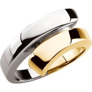 14k YellowWhite Bypass Ring 1204$
